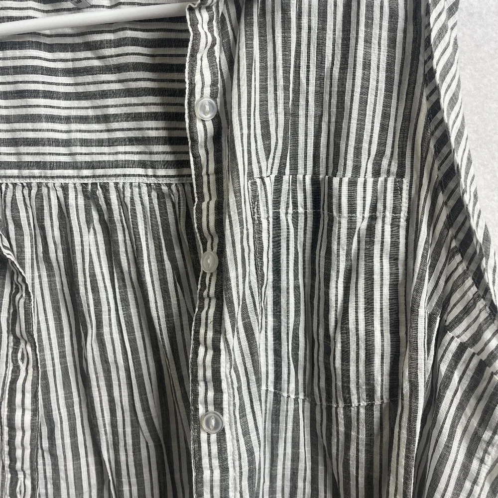 Michael Stars Los Angeles Striped Sleeveless Button Down Blouse L - Picture 4 of 7